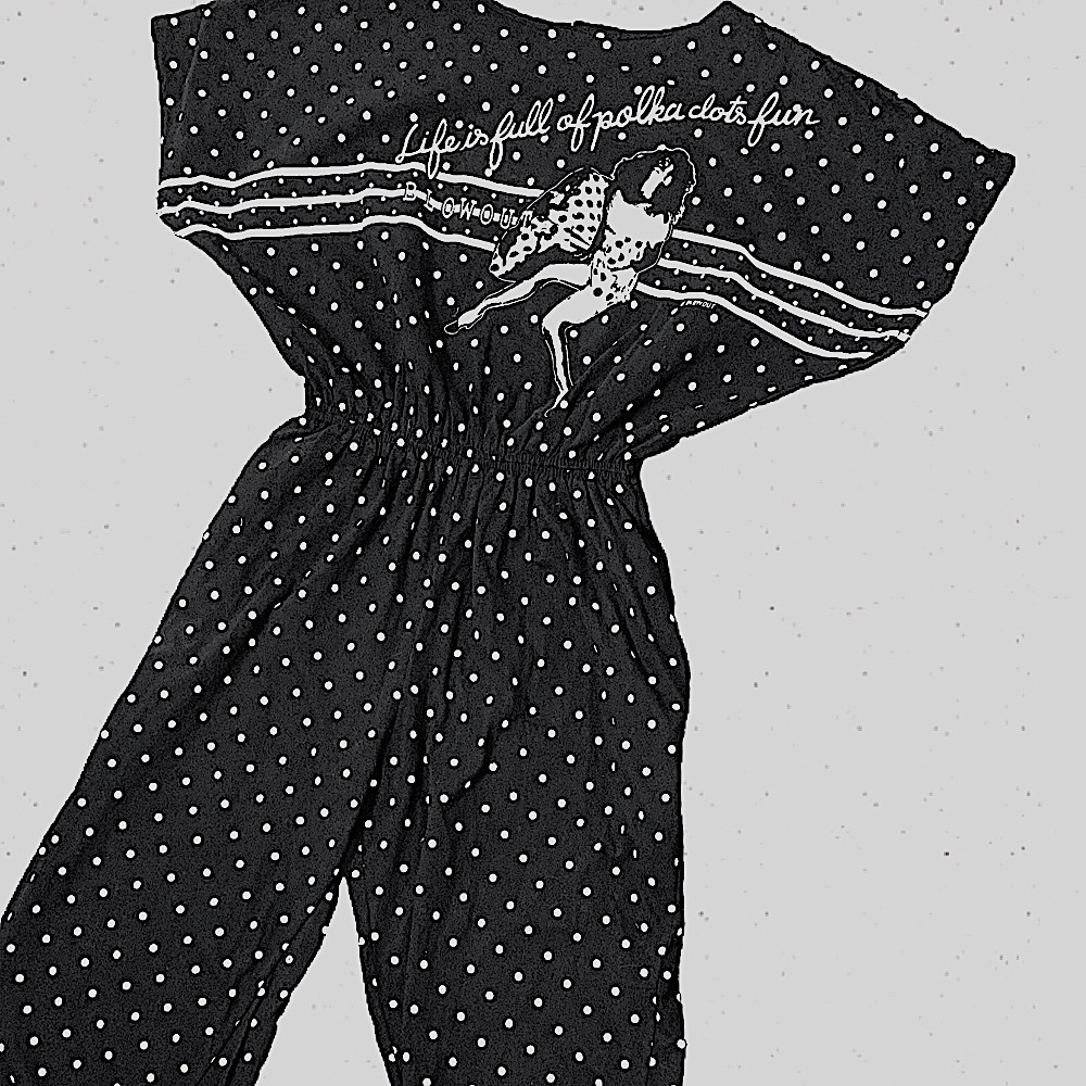 1980s Polka Dot Jumpsuit  in Jersey Material Vintage RARE